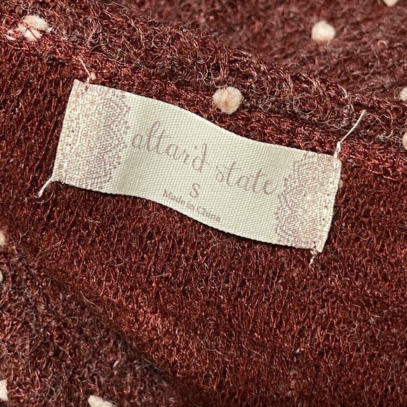 Altar'd State Cropped Sweater Rust Cream Dot Size S Small Lightweight - Picture 5 of 7
